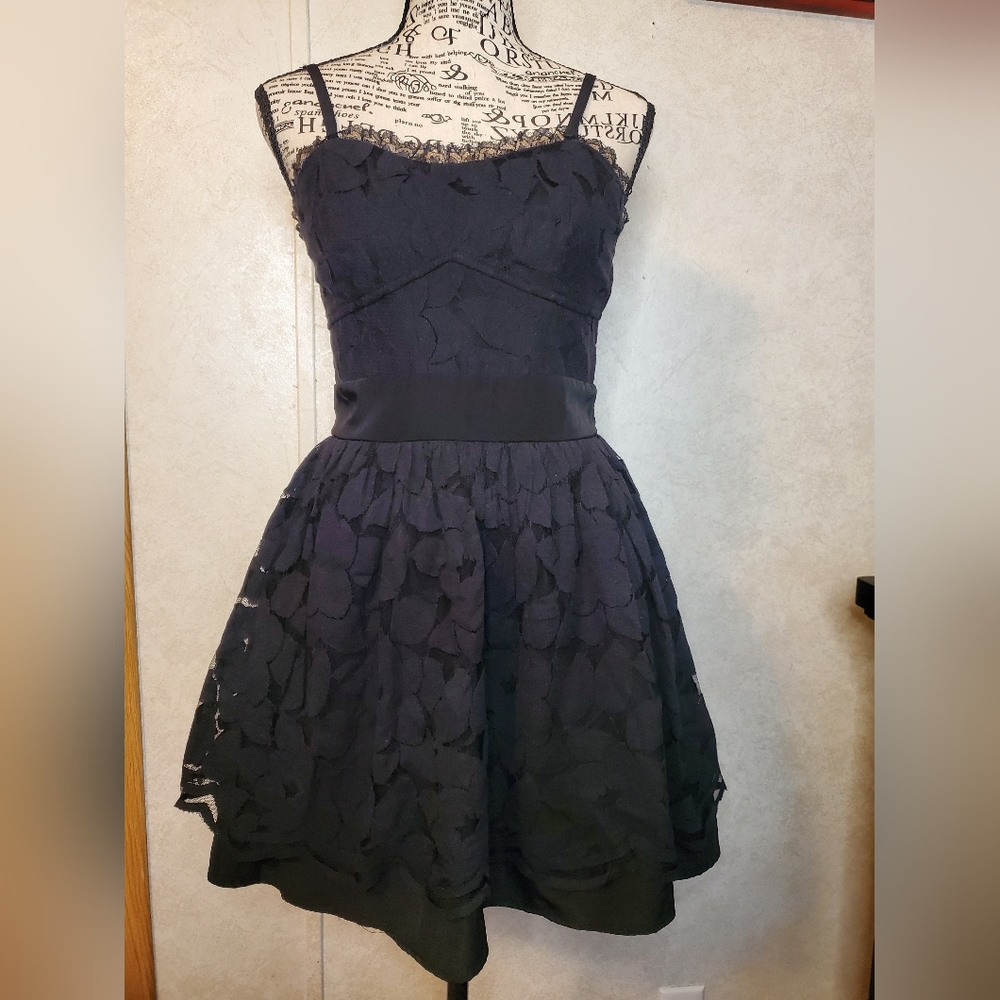 Sweet Love Dress /Fit Flare Black / Lace Layered Dress Size Small
